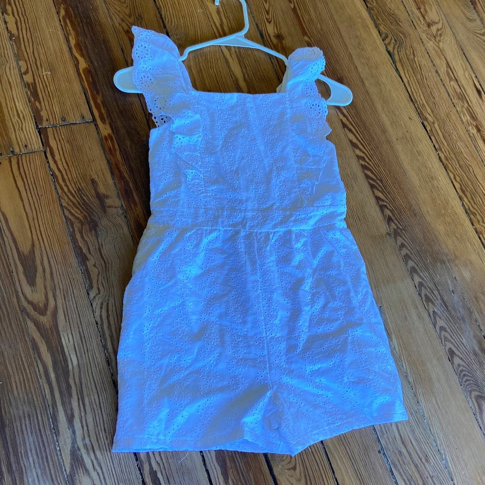 BCBG girl's eyelet white shorts romper NWOT